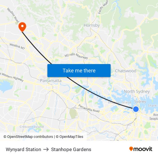 Wynyard Station to Stanhope Gardens map