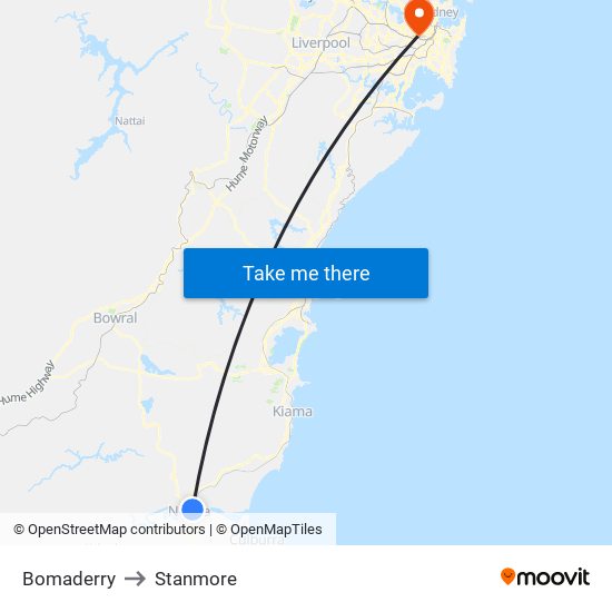 Bomaderry to Stanmore map