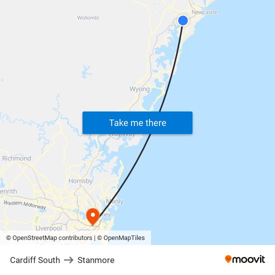 Cardiff South to Stanmore map