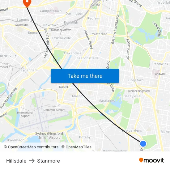 Hillsdale to Stanmore map