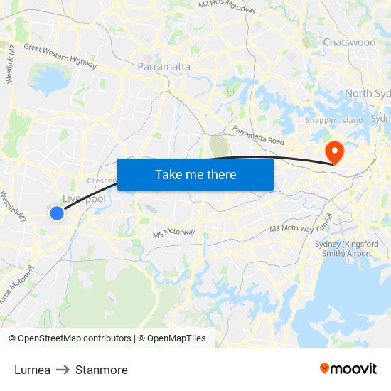 Lurnea to Stanmore map