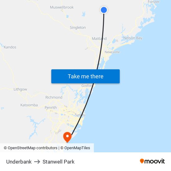 Underbank to Stanwell Park map