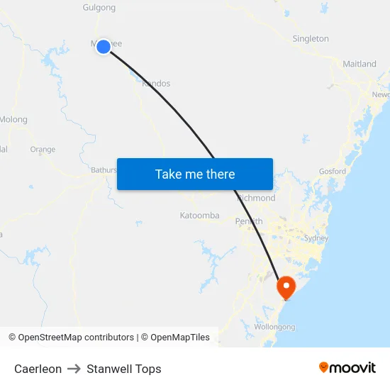 Caerleon to Stanwell Tops map