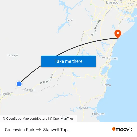 Greenwich Park to Stanwell Tops map