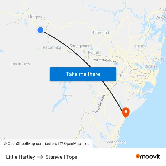 Little Hartley to Stanwell Tops map