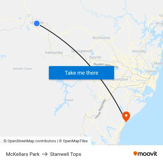 McKellars Park to Stanwell Tops map