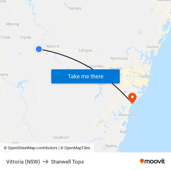 Vittoria (NSW) to Stanwell Tops map