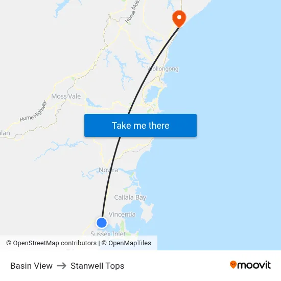 Basin View to Stanwell Tops map