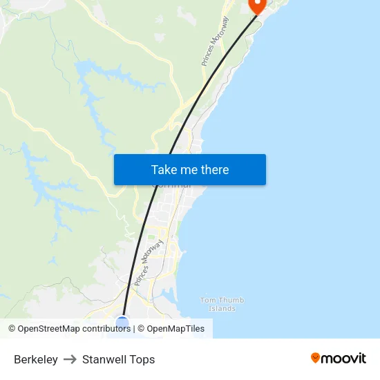 Berkeley to Stanwell Tops map
