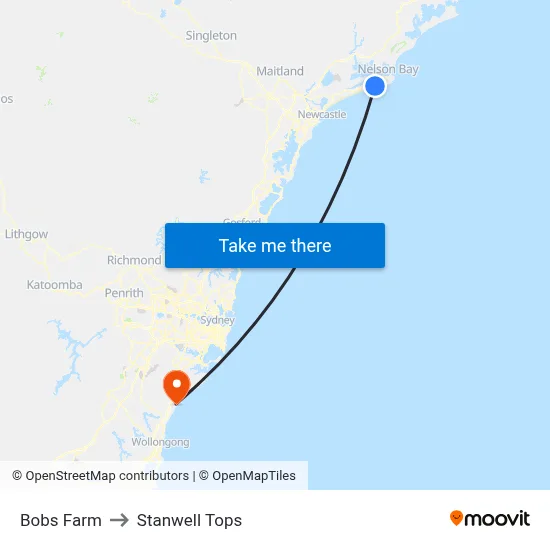 Bobs Farm to Stanwell Tops map