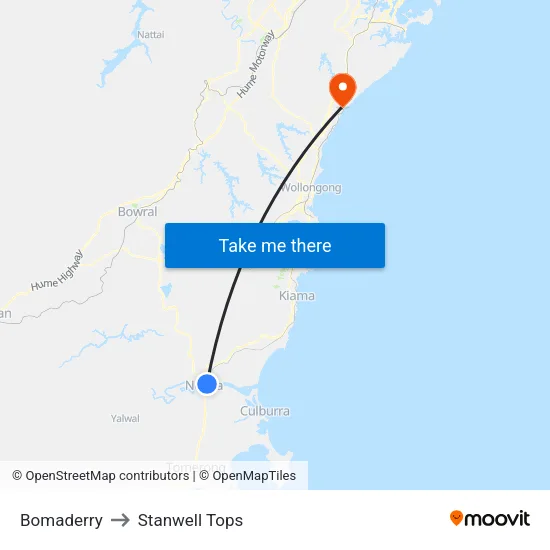 Bomaderry to Stanwell Tops map