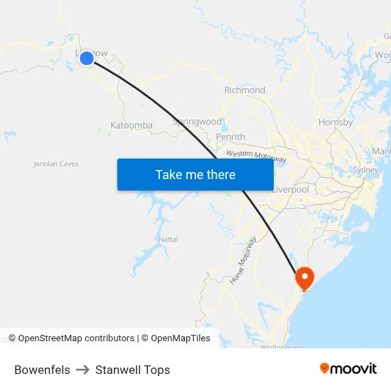 Bowenfels to Stanwell Tops map