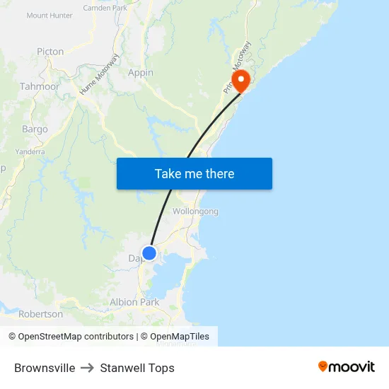 Brownsville to Stanwell Tops map