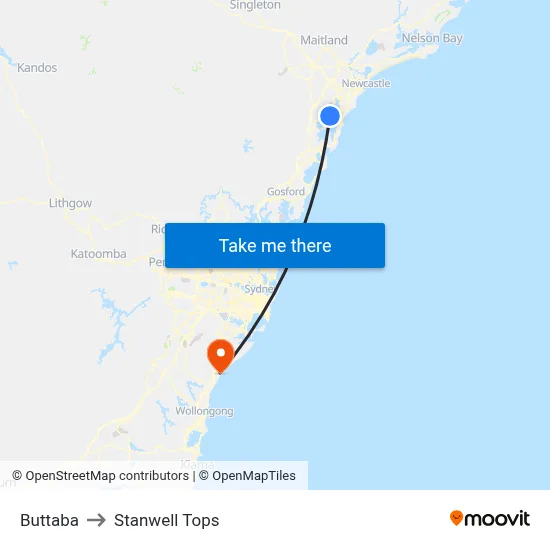 Buttaba to Stanwell Tops map