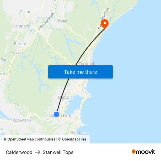 Calderwood to Stanwell Tops map