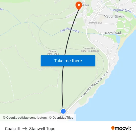 Coalcliff to Stanwell Tops map