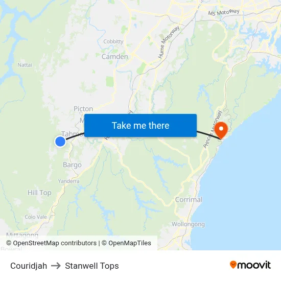 Couridjah to Stanwell Tops map