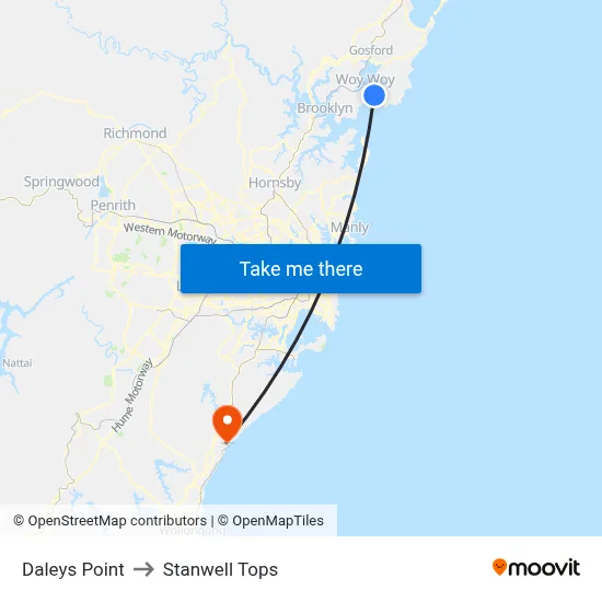 Daleys Point to Stanwell Tops map