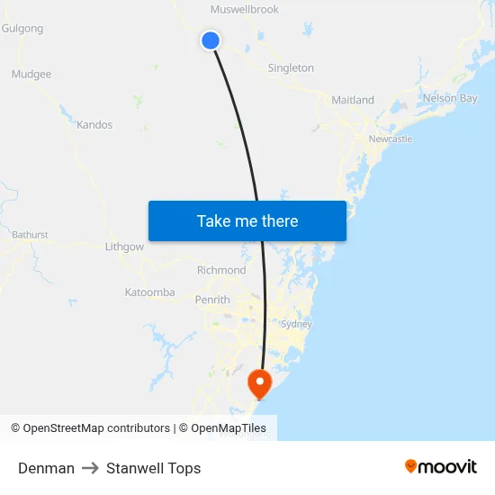 Denman to Stanwell Tops map