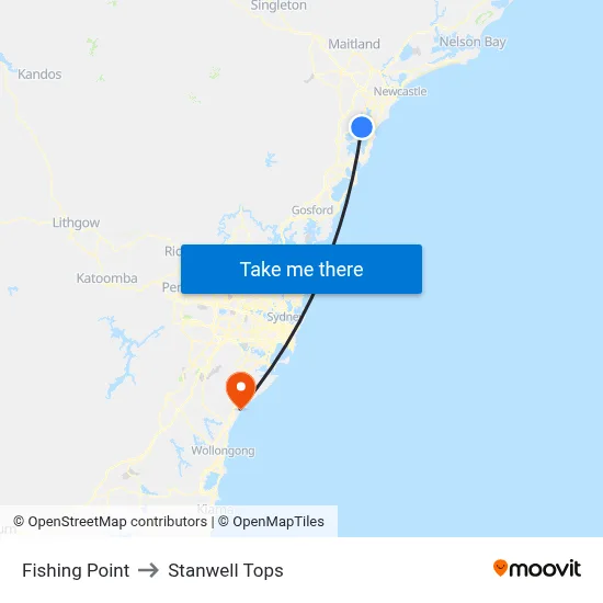 Fishing Point to Stanwell Tops map