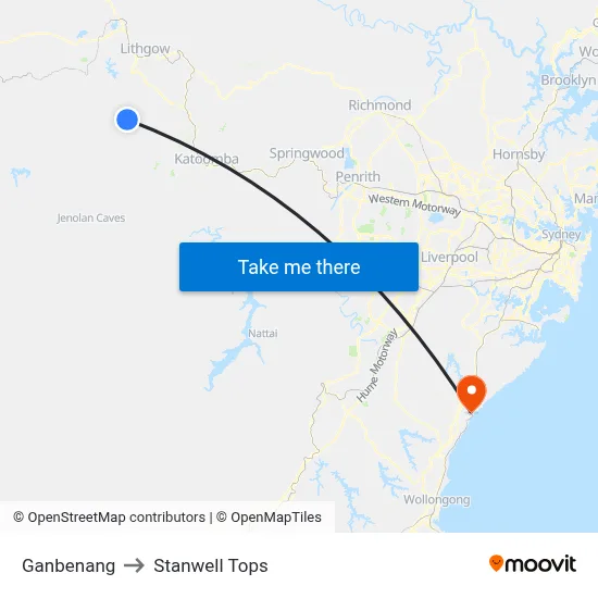Ganbenang to Stanwell Tops map