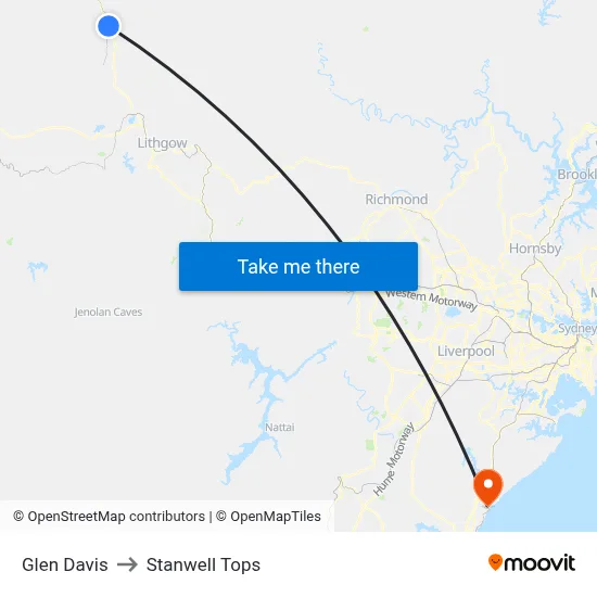 Glen Davis to Stanwell Tops map