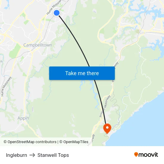 Ingleburn to Stanwell Tops map