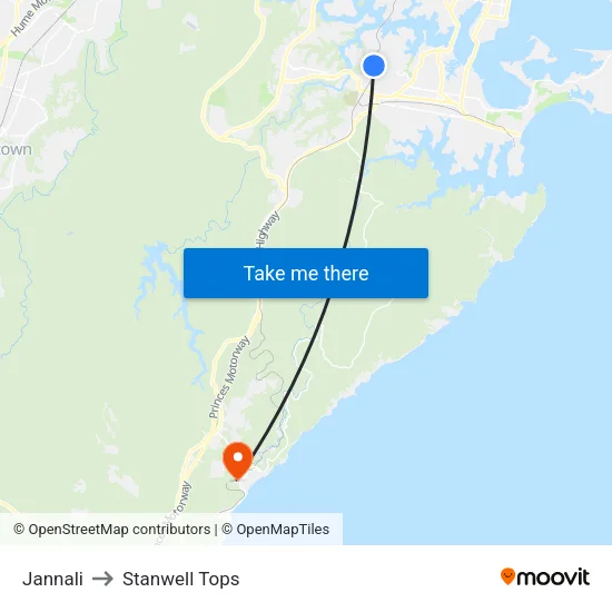Jannali to Stanwell Tops map
