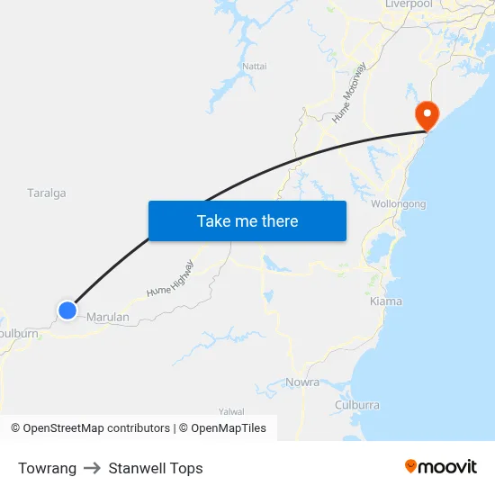 Towrang to Stanwell Tops map