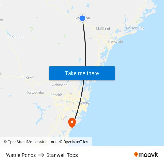 Wattle Ponds to Stanwell Tops map