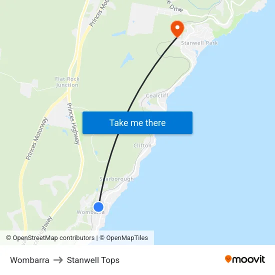 Wombarra to Stanwell Tops map