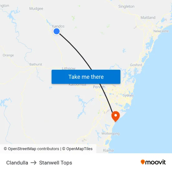 Clandulla to Stanwell Tops map