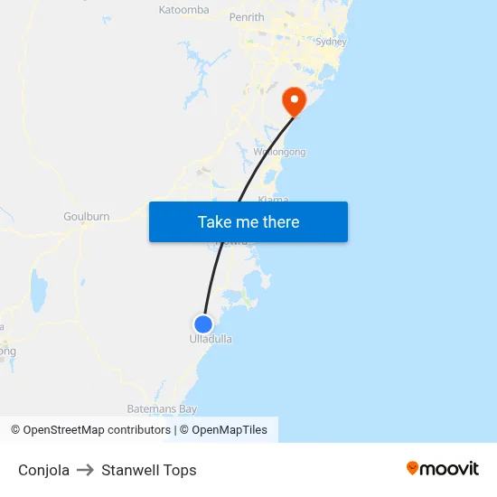 Conjola to Stanwell Tops map