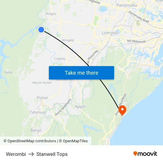 Werombi to Stanwell Tops map