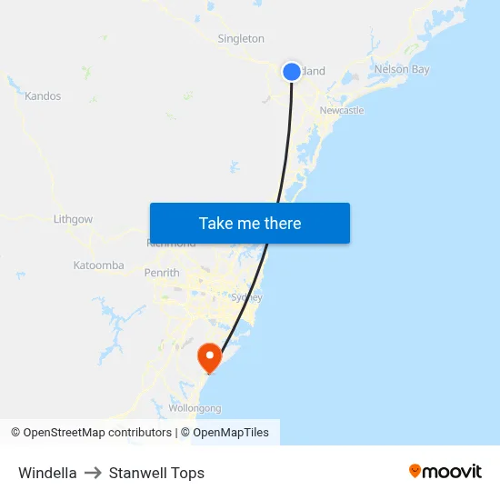 Windella to Stanwell Tops map