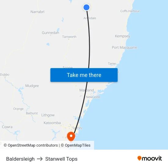 Baldersleigh to Stanwell Tops map