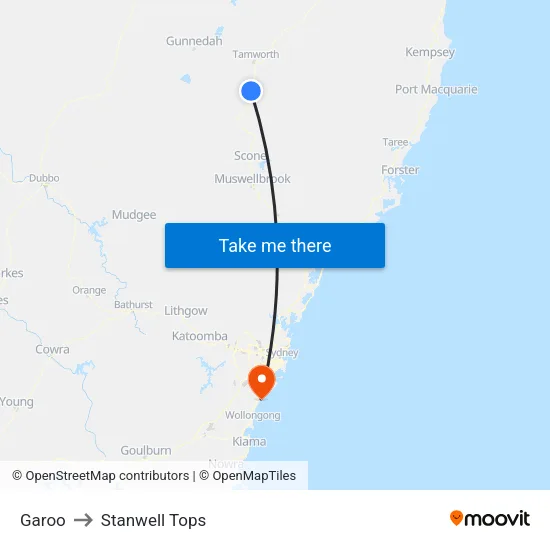 Garoo to Stanwell Tops map