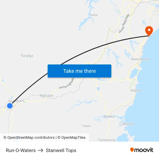 Run-O-Waters to Stanwell Tops map
