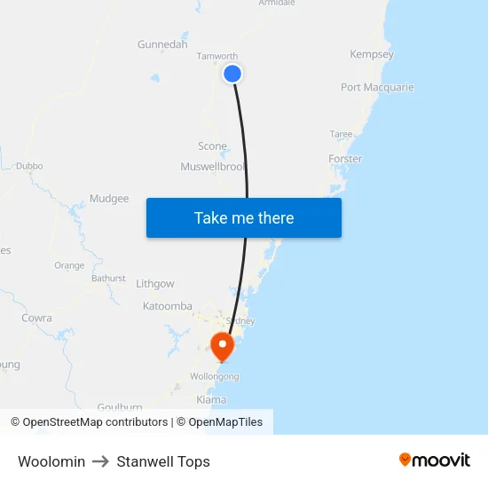 Woolomin to Stanwell Tops map