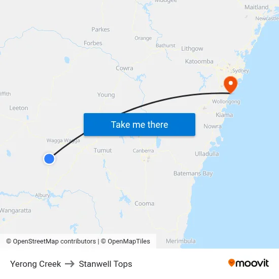 Yerong Creek to Stanwell Tops map