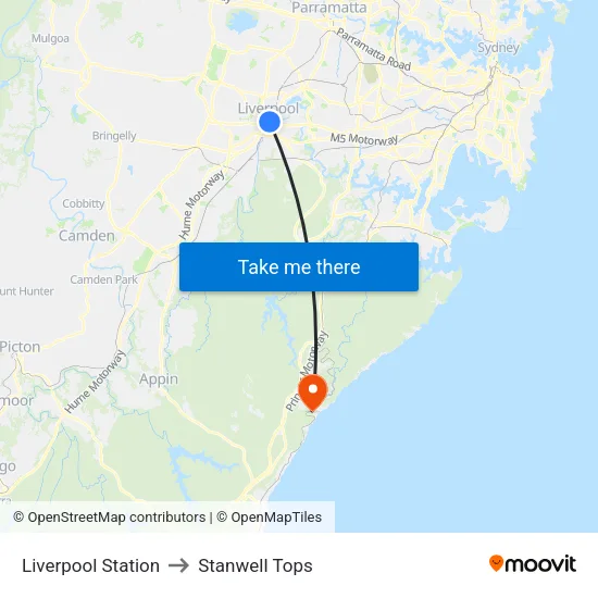 Liverpool Station to Stanwell Tops map