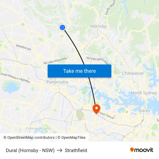 Dural (Hornsby - NSW) to Strathfield map