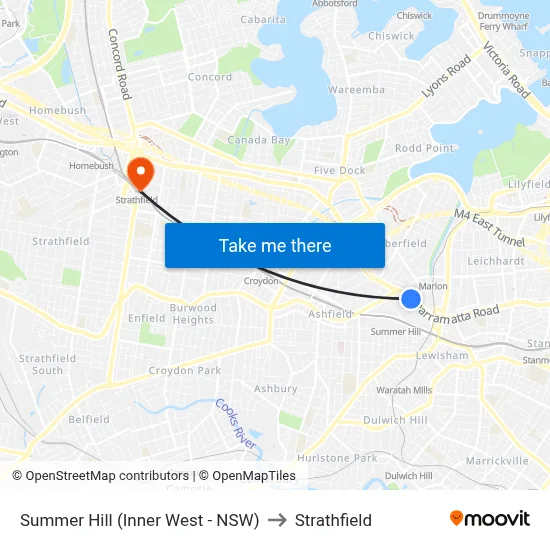 Summer Hill (Inner West - NSW) to Strathfield map