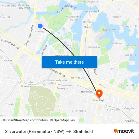 Silverwater (Parramatta - NSW) to Strathfield map