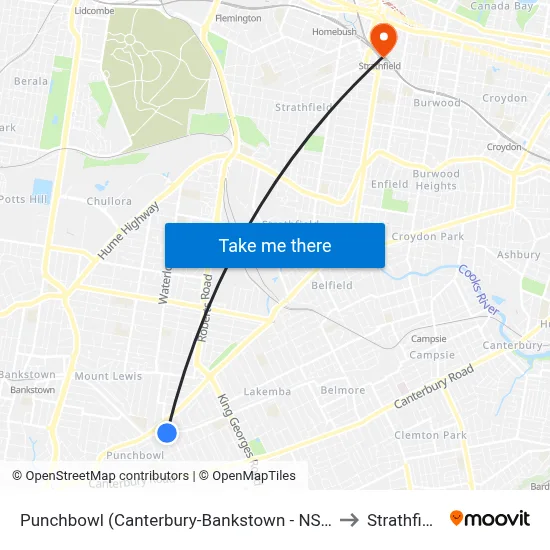 Punchbowl (Canterbury-Bankstown - NSW) to Strathfield map