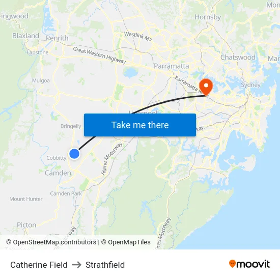 Catherine Field to Strathfield map