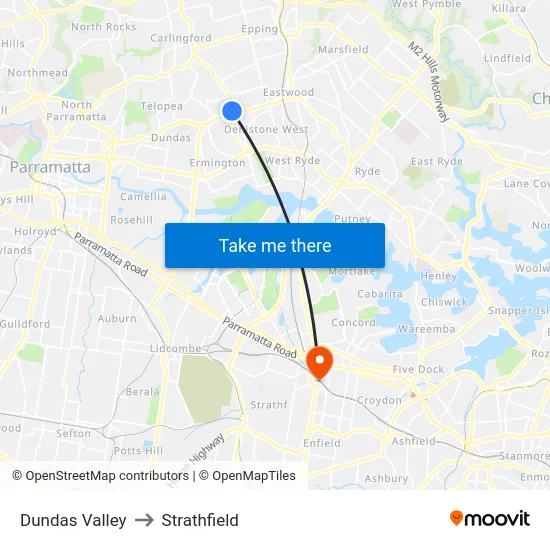 Dundas Valley to Strathfield map
