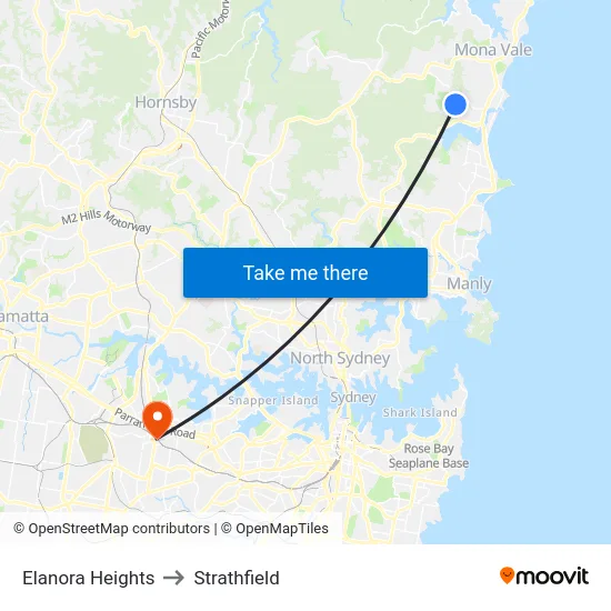 Elanora Heights to Strathfield map