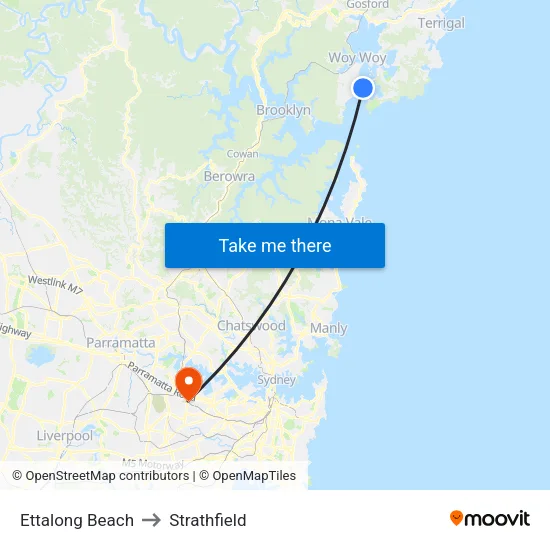 Ettalong Beach to Strathfield map