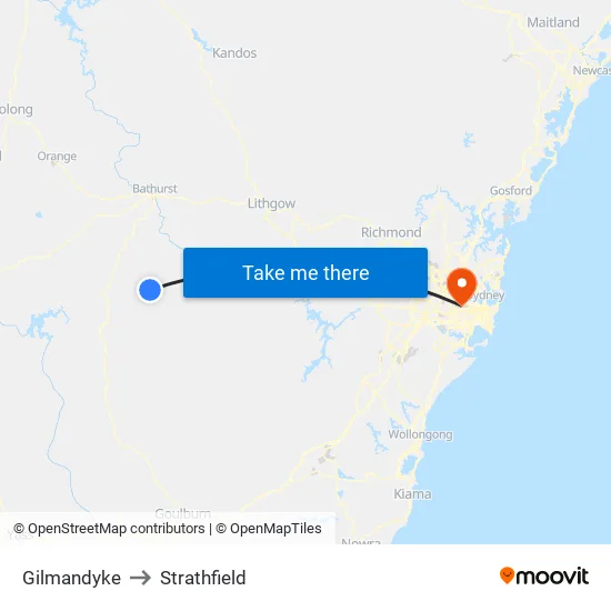 Gilmandyke to Strathfield map